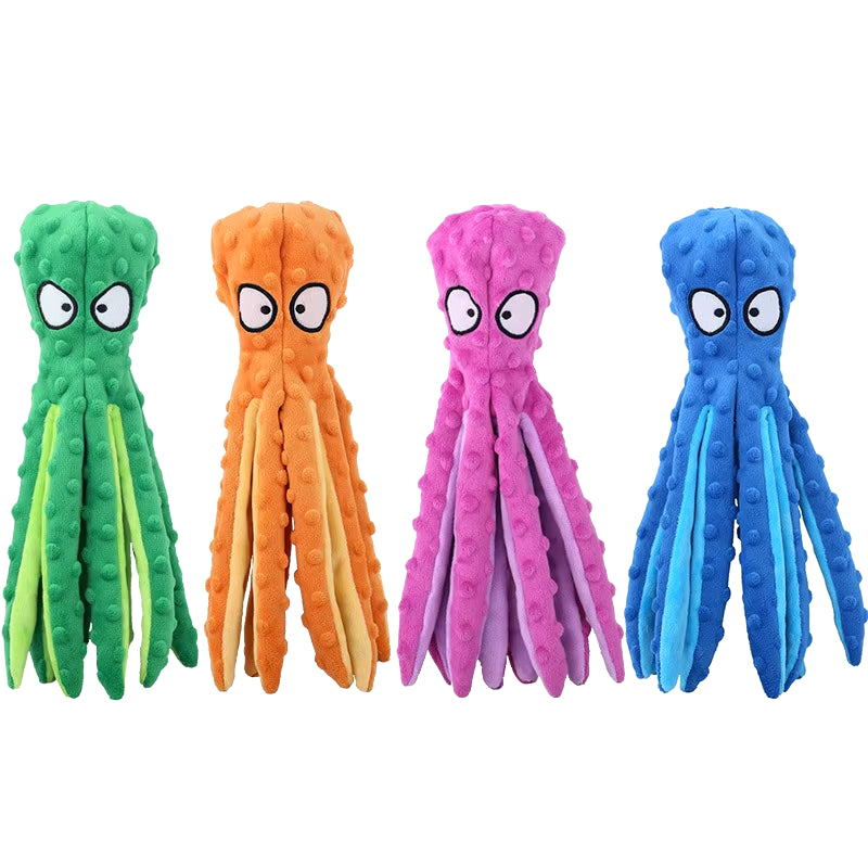 Dog Squeaky Toys Octopus Shape Plush Dog Cat Toy No Stuffing Crinkle Interactive Chew Toys for Small Large Dogs Puppy Plaything