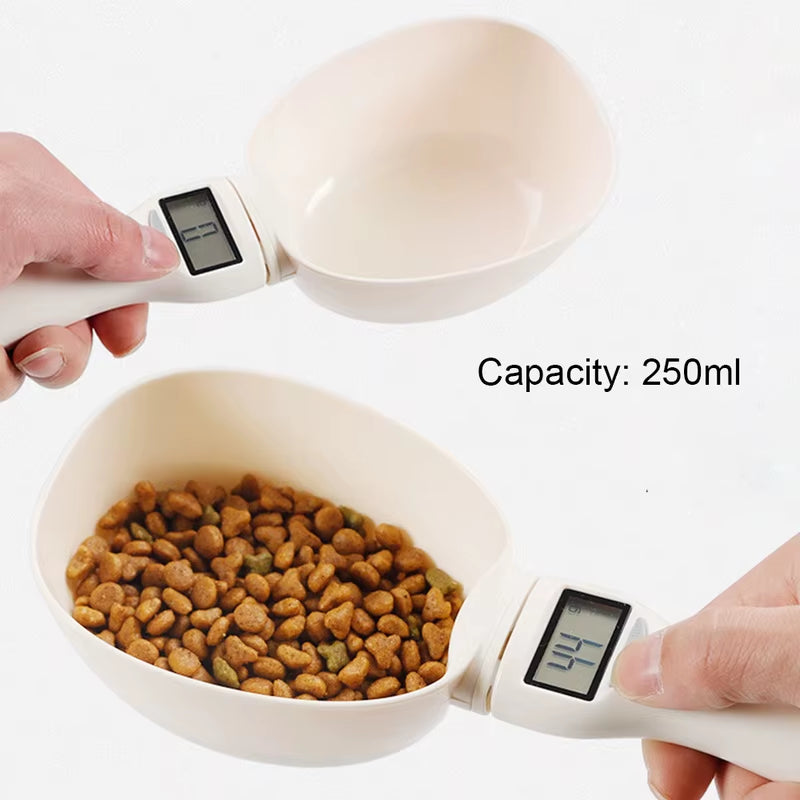 Mini Pet Food Scale Spoon Electronic Measuring Cup Dog Cat Feeding Bowl Volumn Portable Weighing Meter with LED Display Feeder