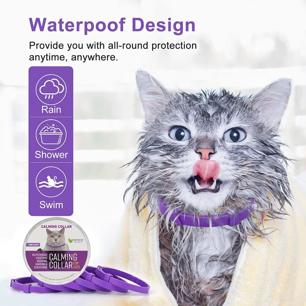 Calming Cat Collars Breakaway Cat Calm Collar Lavender Scent Relaxing Cat Collar for Puppy Dogs Reduce Stress Aggression Anxious