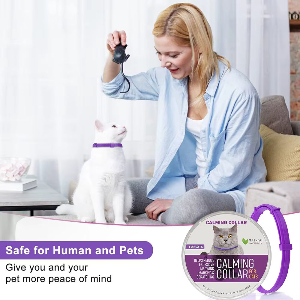 Calming Cat Collars Breakaway Cat Calm Collar Lavender Scent Relaxing Cat Collar for Puppy Dogs Reduce Stress Aggression Anxious