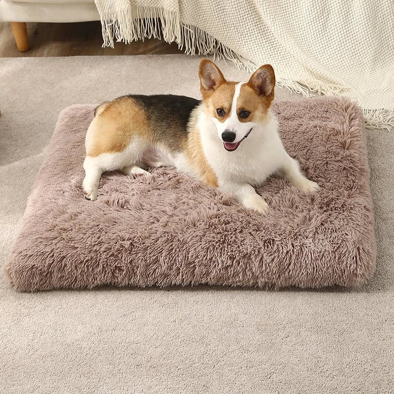 Thick Soft Pet Cat Dog Bed Mats Square Plush Kennel Warm Mat Washable Cat Mat Mattress Pet Cushion Medium Large Dog Pet Supplies