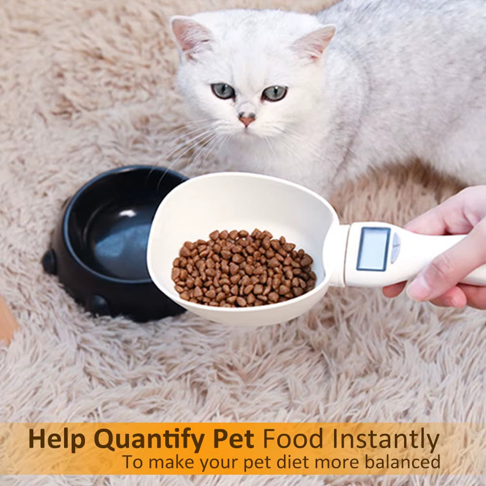 Mini Pet Food Scale Spoon Electronic Measuring Cup Dog Cat Feeding Bowl Volumn Portable Weighing Meter with LED Display Feeder