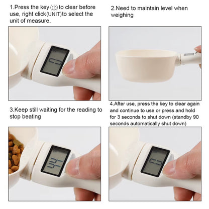 Mini Pet Food Scale Spoon Electronic Measuring Cup Dog Cat Feeding Bowl Volumn Portable Weighing Meter with LED Display Feeder